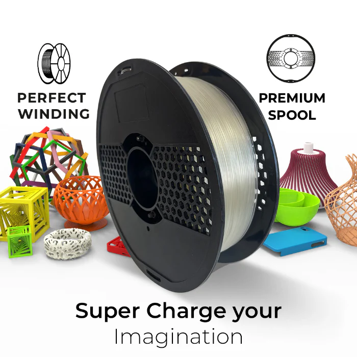 1.75MM Premium HS PLA 3d Printer Filament 1 KG - Clear Glass Colour - Image 3
