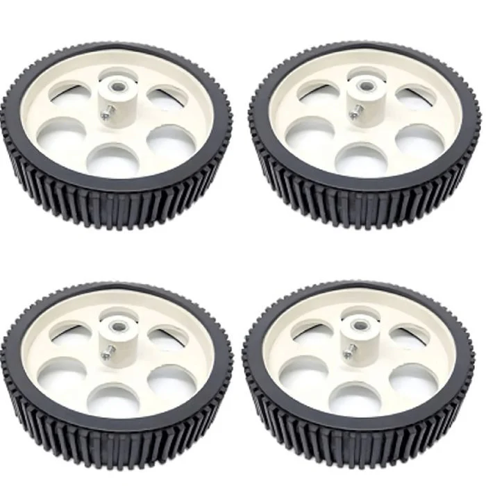 200 RPM GEAR MOTOR+ 10X2 cm WHEEL + 6-7 INCH BLACK METAL CHASSIS - Image 2