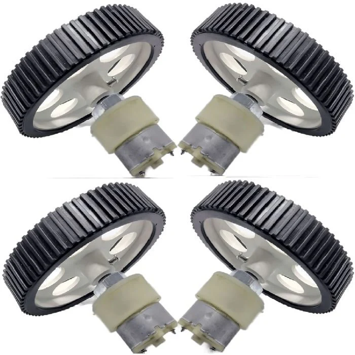 4 pieces 10 X 2 Cm Gear Motor Robot Wheel & 4 pieces 200 RPM Gear Motor