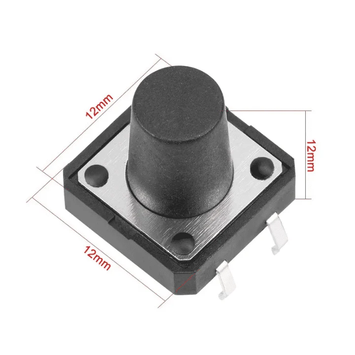 4-Pins DIP Momentary Square Tactile Push Button Switch 5 Pieces - 12x12x12mm - Image 3