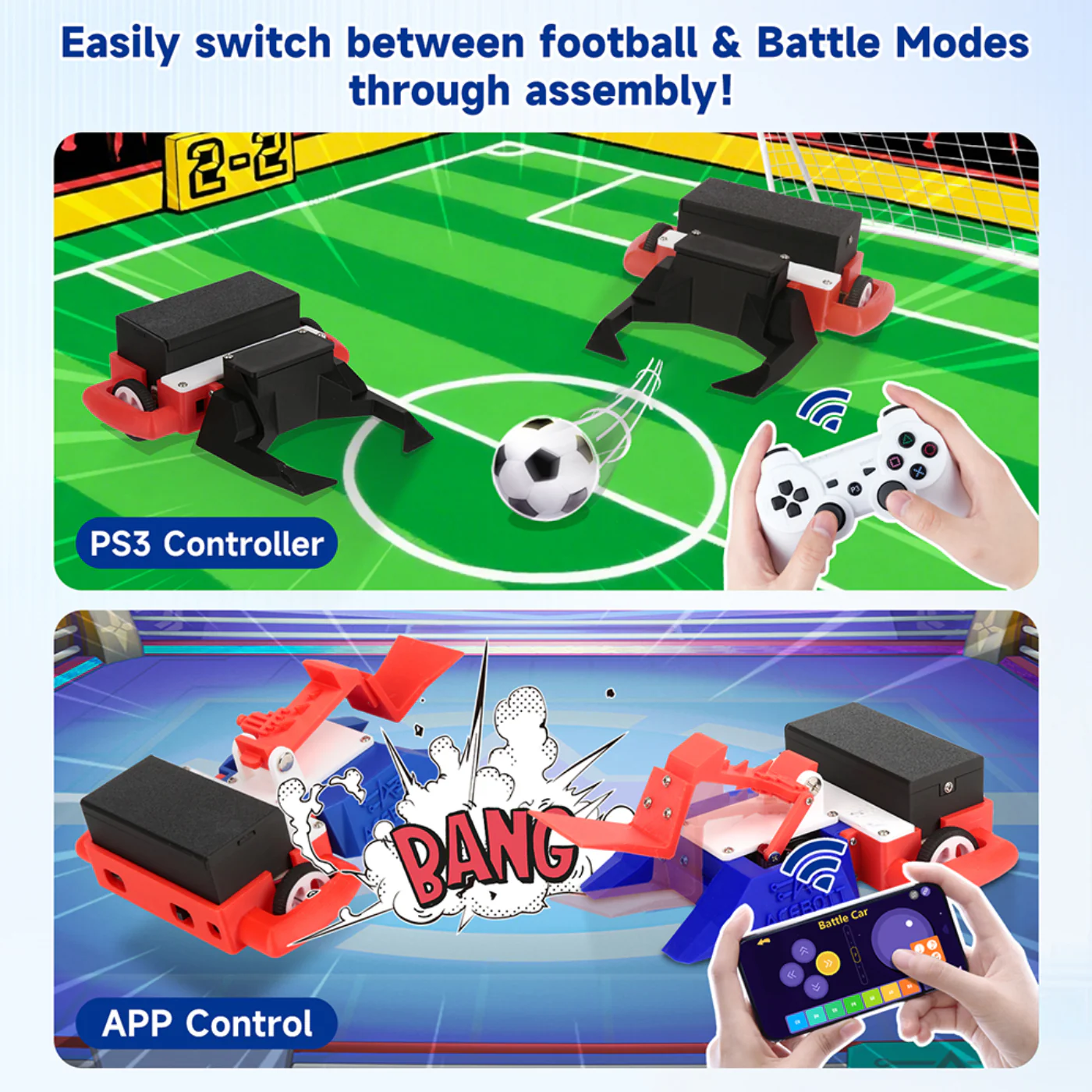 ACEBOTT QD028 ESP32 2-in-1 Football & Battle Car Robotics Kit - Image 4