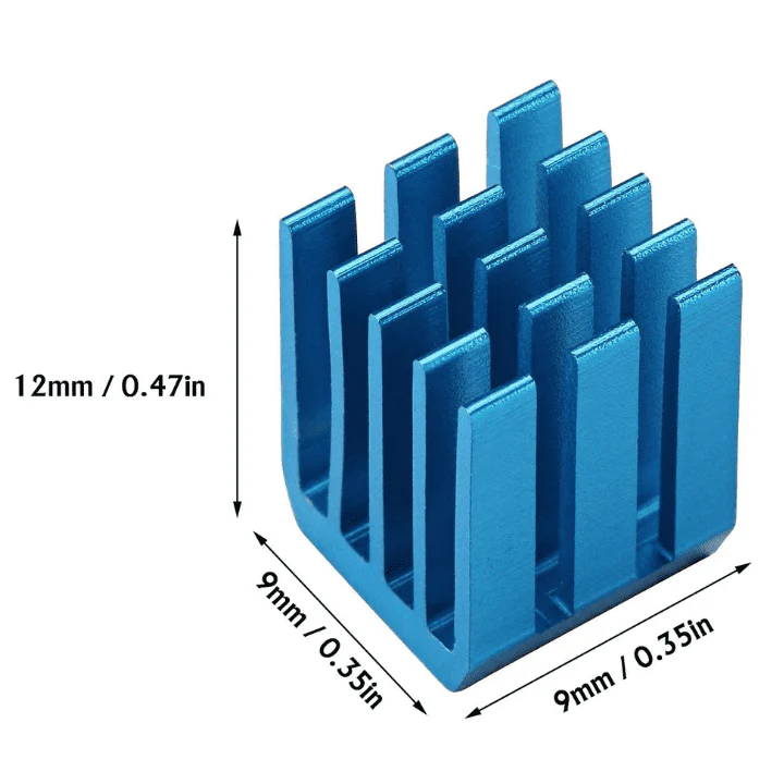 Aluminum Cooling Heat Sink Chip RAM Radiator Heatsink Cooler | Reprap StepStick Heat Sink- Blue (9x9x12mm) - Image 3