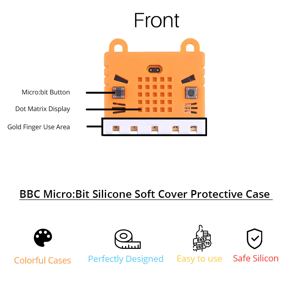 BBC Micro:Bit Silicone Soft Cover Protective Case (Orange) for Micro:Bit V1 & V2 - Image 5