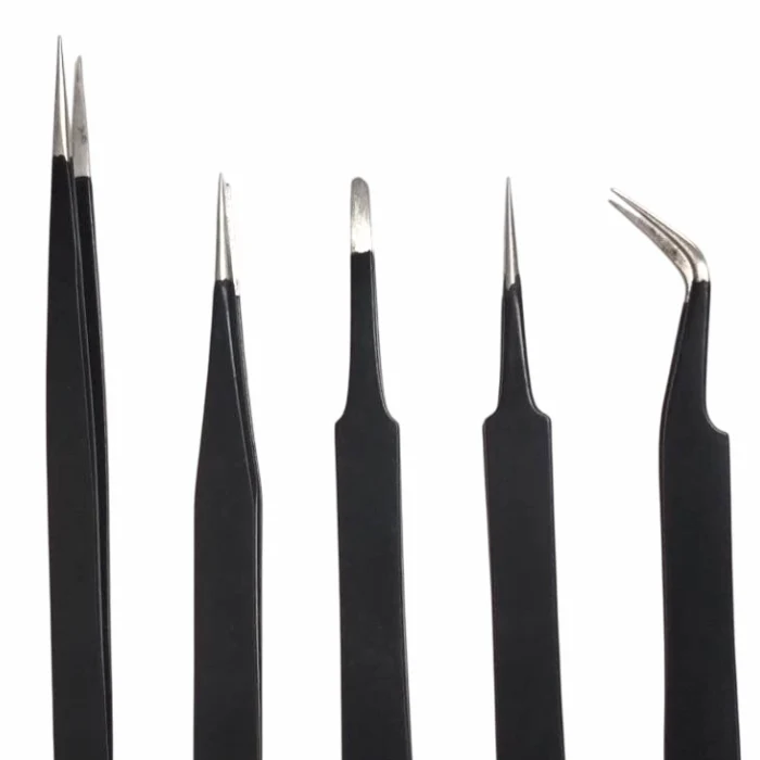 Robocraze Black Epoxy Coated Tweezer Set of 5 (SS,OO,2A,5,7) - Image 3