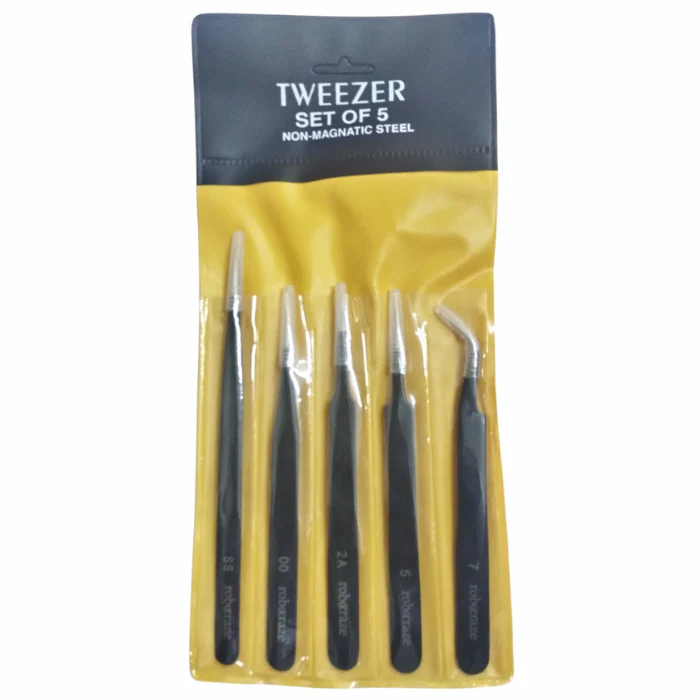 Robocraze Black Epoxy Coated Tweezer Set of 5 (SS,OO,2A,5,7) - Image 5