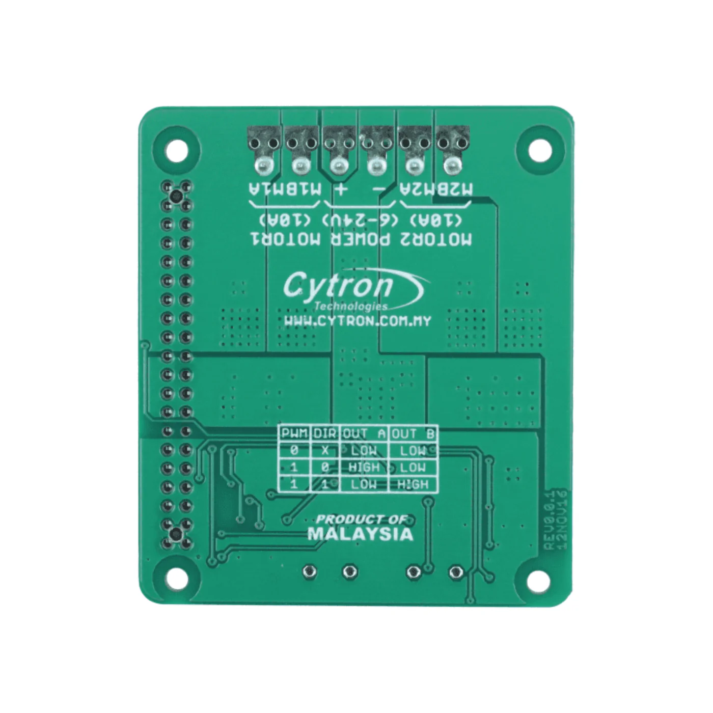 Cytron HAT-MDD10 – 10A Dual-Channel 6V–24V DC Motor Driver HAT for Raspberry Pi - Image 3