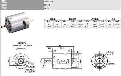 DC24V 7058RPM RP-360 DC Motor Micro High Speed 360-ST Motor - Image 3