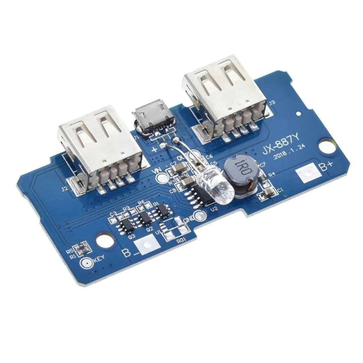 Dual Micro USB 18650 LiPo DIY Power Bank Module (3.7V to 5V, 2A Output) - Image 2