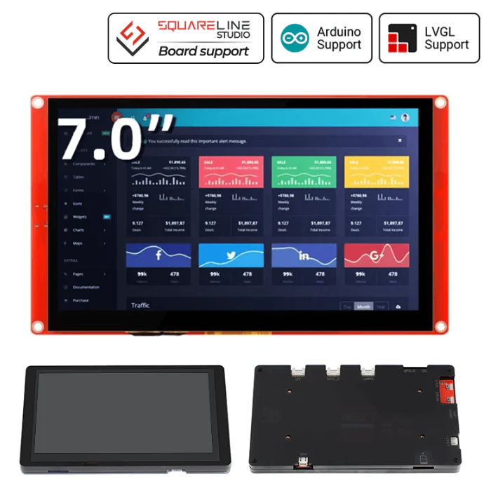 ELECROW ESP32 display 7.0 Inch HMI Display 800×480 RGB TFT LCD Touch Screen Compatible with Arduino/LVGL/PlatformIO/ Micropython with Acrylic Case - Image 2