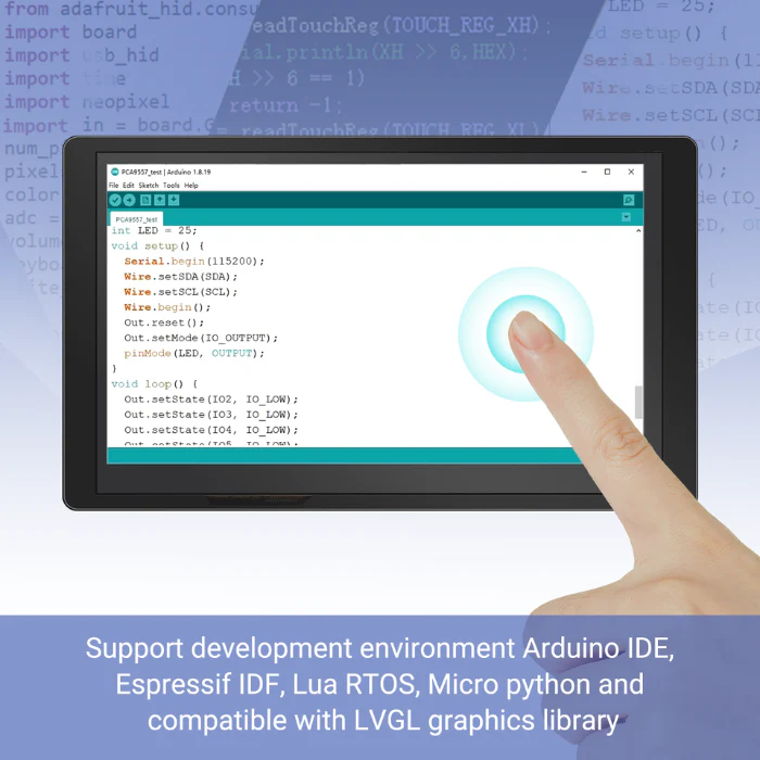 ELECROW ESP32 display 7.0 Inch HMI Display 800×480 RGB TFT LCD Touch Screen Compatible with Arduino/LVGL/PlatformIO/ Micropython with Acrylic Case - Image 7