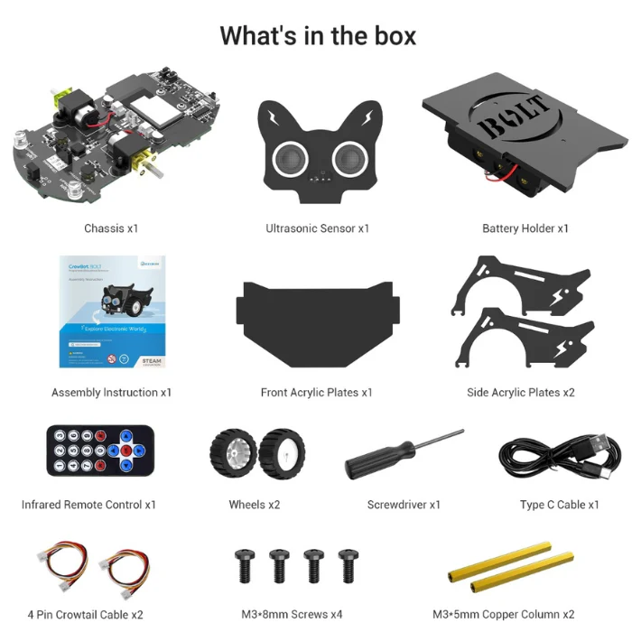 Elecrow - CrowBot BOLT - Open Source Programmable Smart Robot Car, STEAM Kit with Infrared Remote Control - Image 7