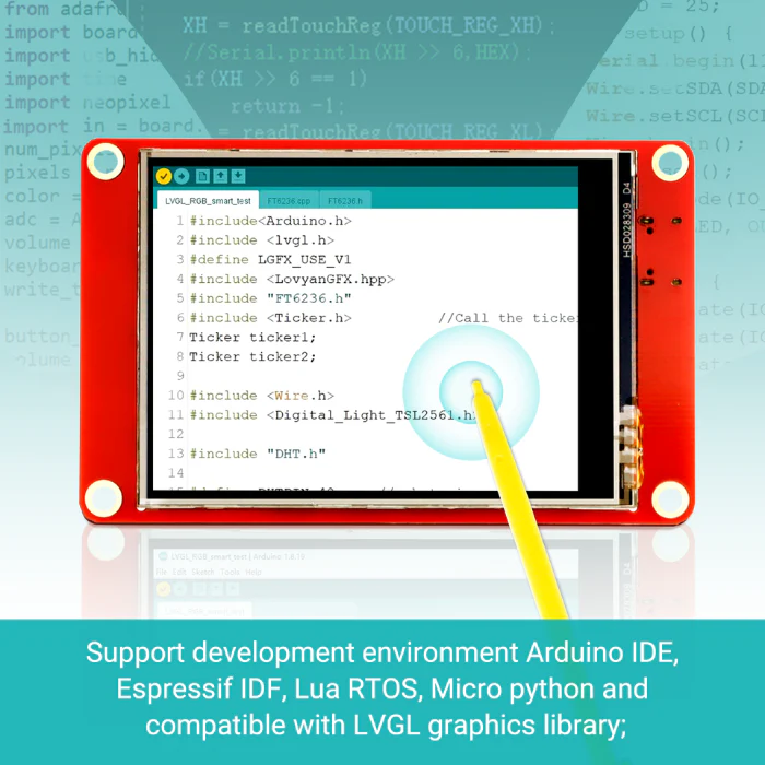 ELECROW ESP32 display 2.8 Inch HMI 240×320 Display SPI TFT LCD Touch Screen Compatible with Arduino/LVGL/Esphome/PlatformIO/Micropython with Acrylic Case - Image 7