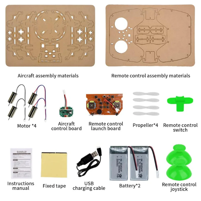 GKFESCC RC DIY Wooden Drone Kit for Kids for Ages 5-10+ - Image 2
