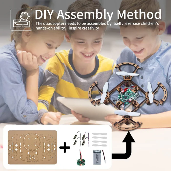GKFESCC RC DIY Wooden Drone Kit for Kids for Ages 5-10+ - Image 4
