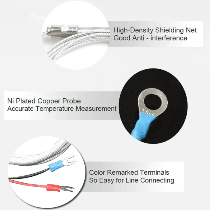 K Type Patch Surface End Face Thermocouple Cold Pressure Nose Probe PT100 Temperature Sensor SMD Round Hole Temperature Probe (1 Meter) - Image 4