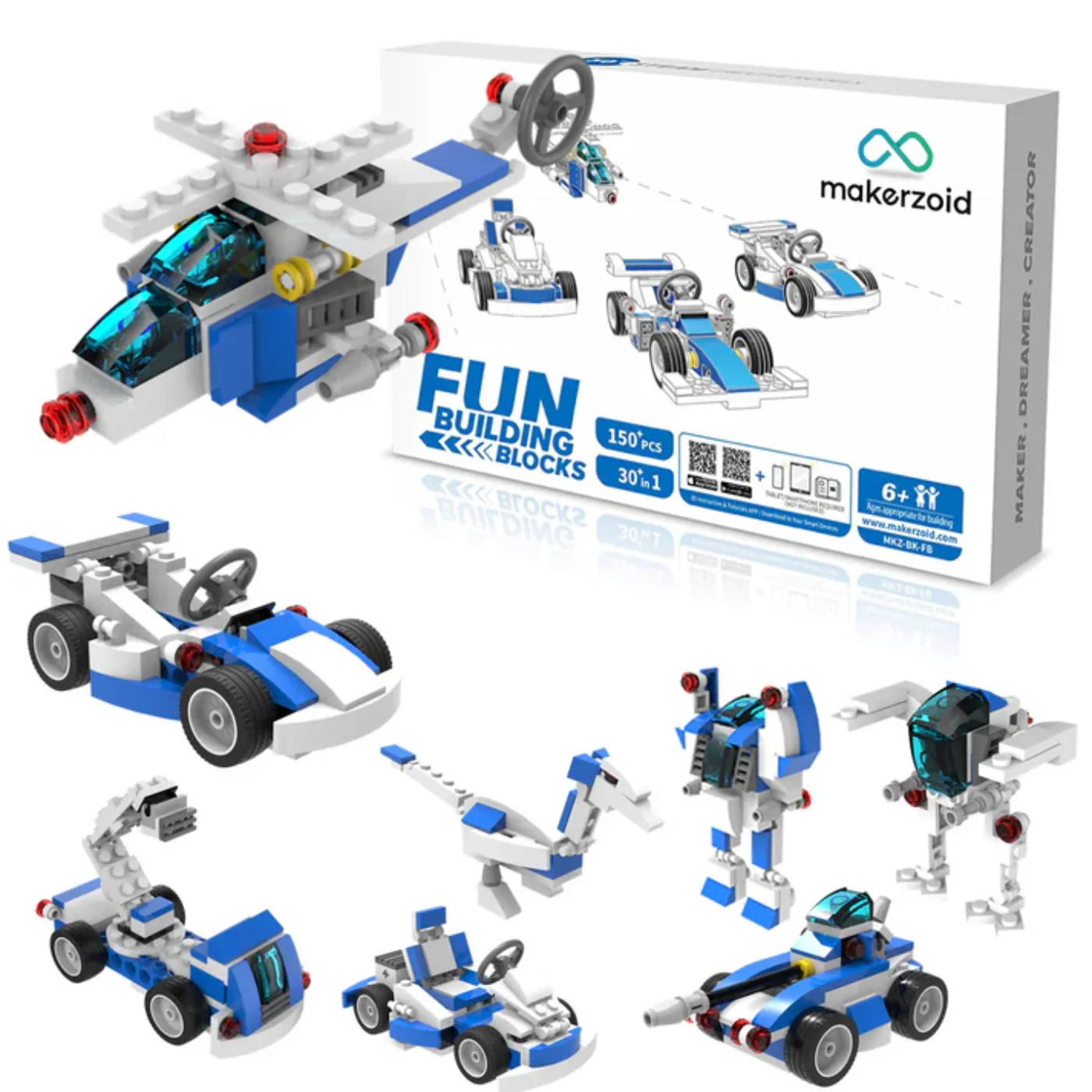 Makerzoid 30-in-1 DIY Fun Building Blocks Set - Educational STEM Toys for Kids