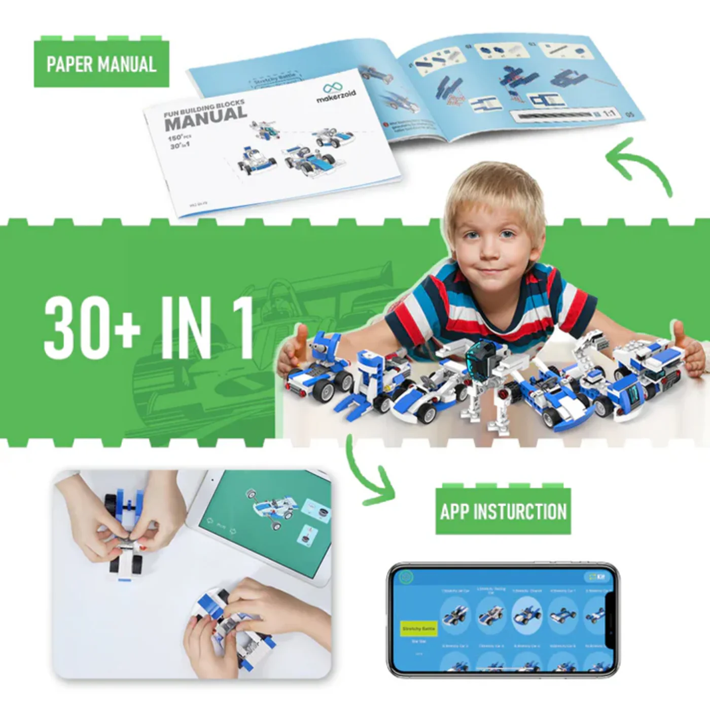 Makerzoid 30-in-1 DIY Fun Building Blocks Set - Educational STEM Toys for Kids - Image 3