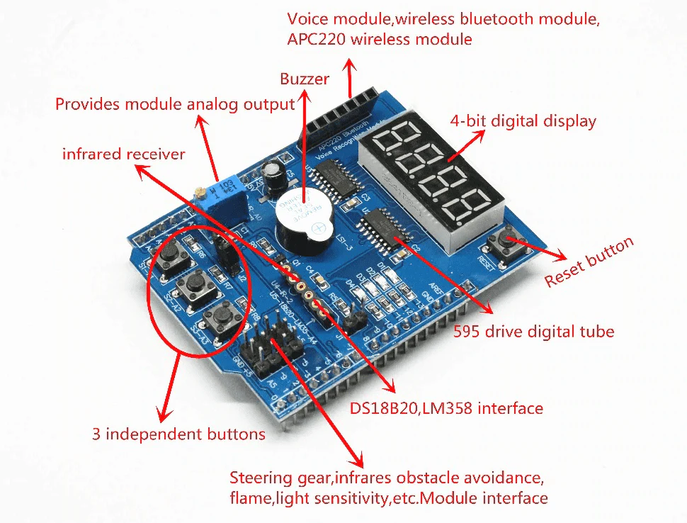 Arduino UNO R3, Leonardo Multifunctional Expansion Board - Image 2