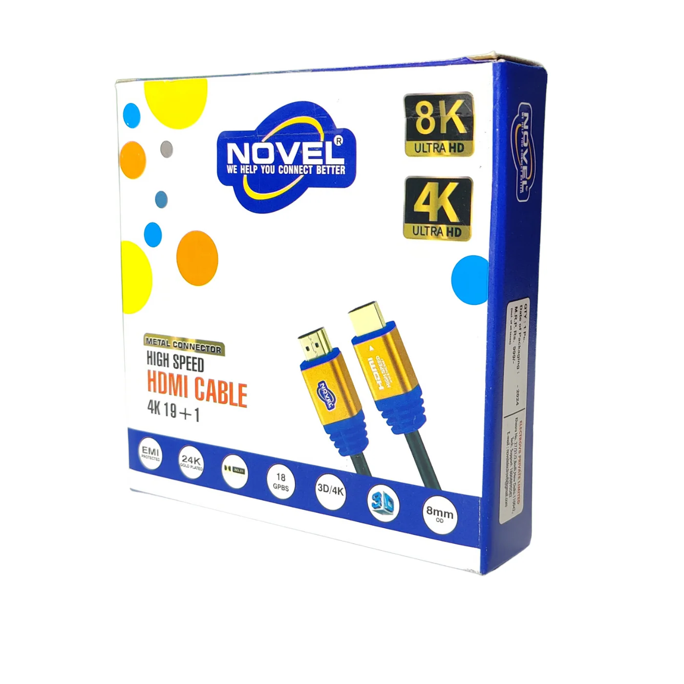 NOVEL 4K+8K Ultra HD HDMI Cable, 1.5m Length – Premium High-Speed with Metal Connectors - Image 3