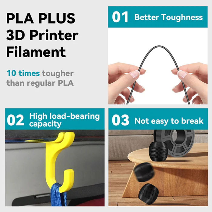 1.75mm Premium HS PLA+ Filament for 3D Printer (Raven Black) - Image 2