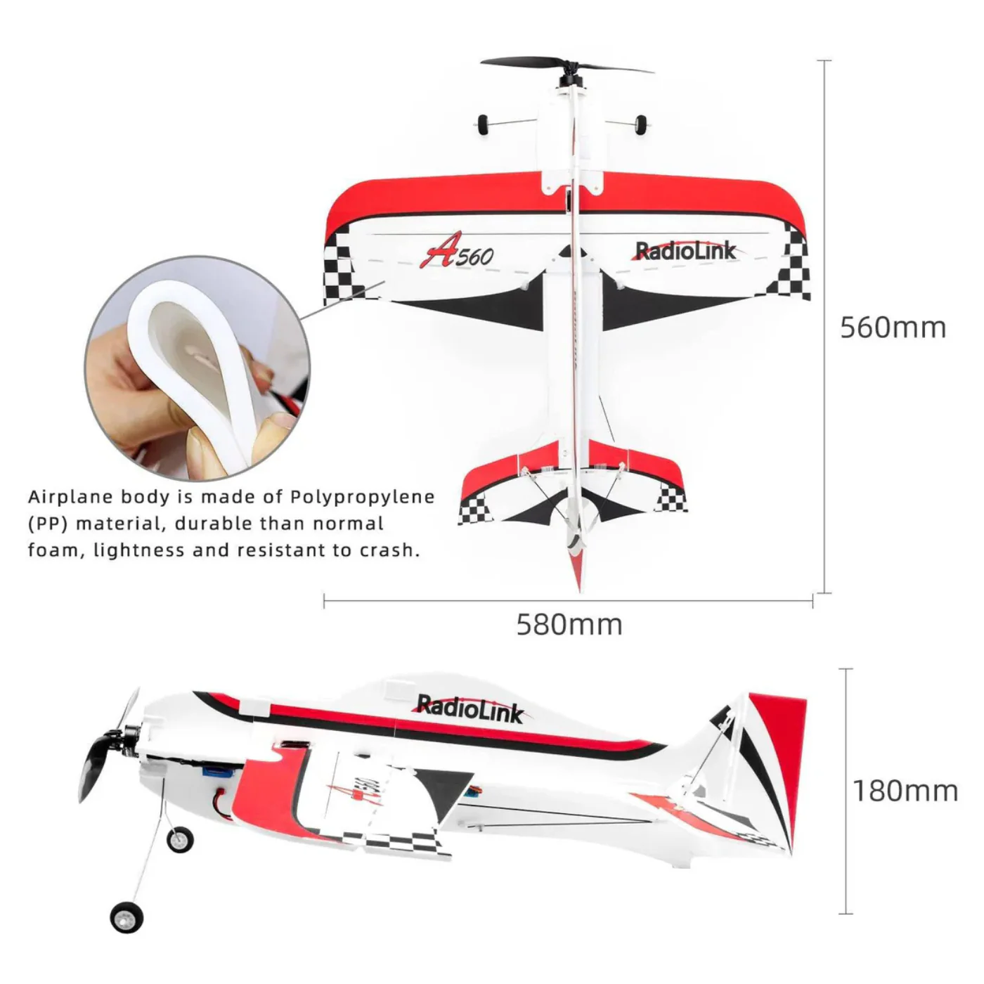 Radiolink A560 PNP RC Airplane with 6 Flight Modes (No Radio/Receiver/Charger) - Image 2