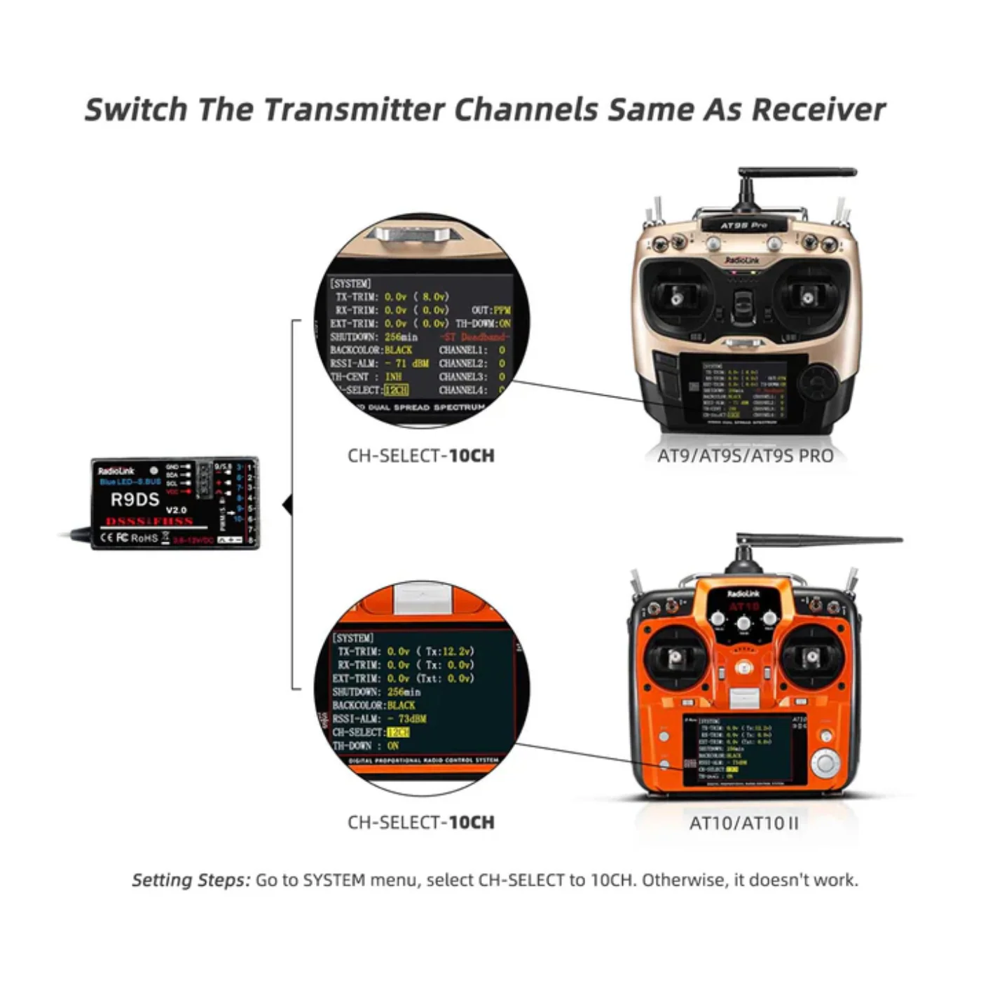 Radiolink R9DS RC Receiver 10 Channels 2.4GHz RC Receiver For Drones, Airplane, Car - Image 4