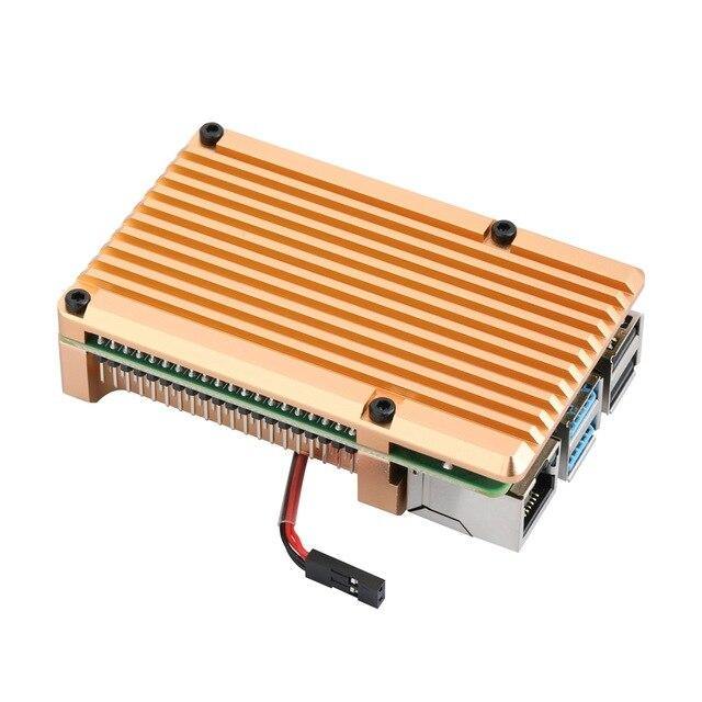 Raspberry Pi Metal Aluminum Case with Double Fans for Raspberry Pi 4B (Gold) - Image 3
