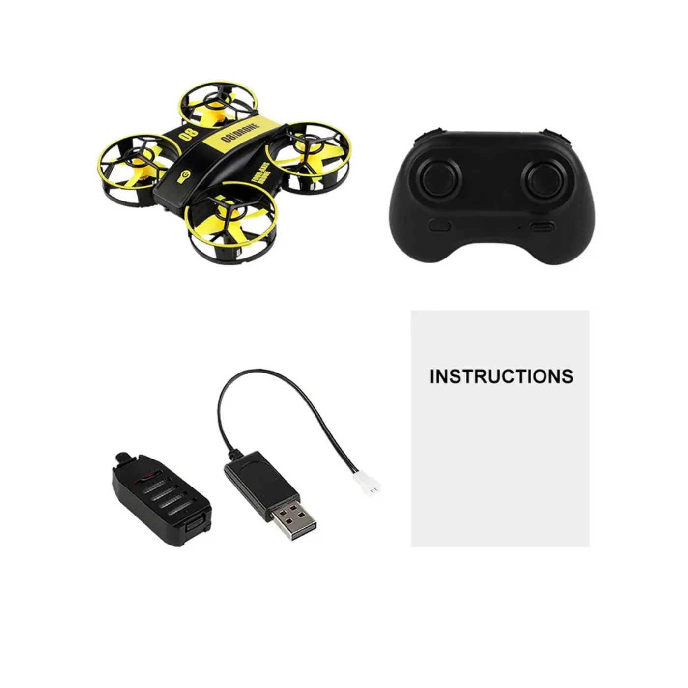 RH-821 Mini Quadcopter Drone with LED Lights and Fixed Altitude RC Helicopter for Kids – Yellow – RS6115 - Image 4
