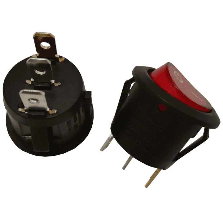 Round Rocker switch 6A 250V 3 PIN RED LED - Image 2