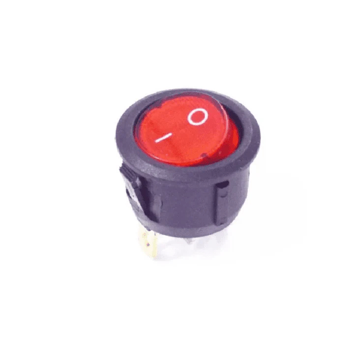 Round Rocker switch 6A 250V 3 PIN RED LED - Image 3