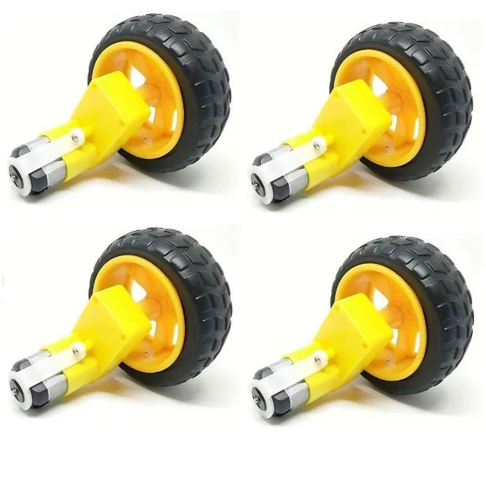 Single Shaft L-Shaped 60 RPM BO Motor with 65X25mm Wheel - 4 Sets