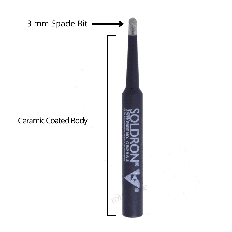 Soldron Black Ceramic Coated Delux Spade Bit for Soldron 25W Soldering Iron - CB25S3 - Image 3
