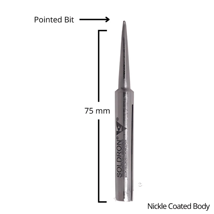 Soldron Pointed Bit Tip for 25 Watt Soldering Iron (Nickel Plated Needle Bit)- BN25N1 - Image 3