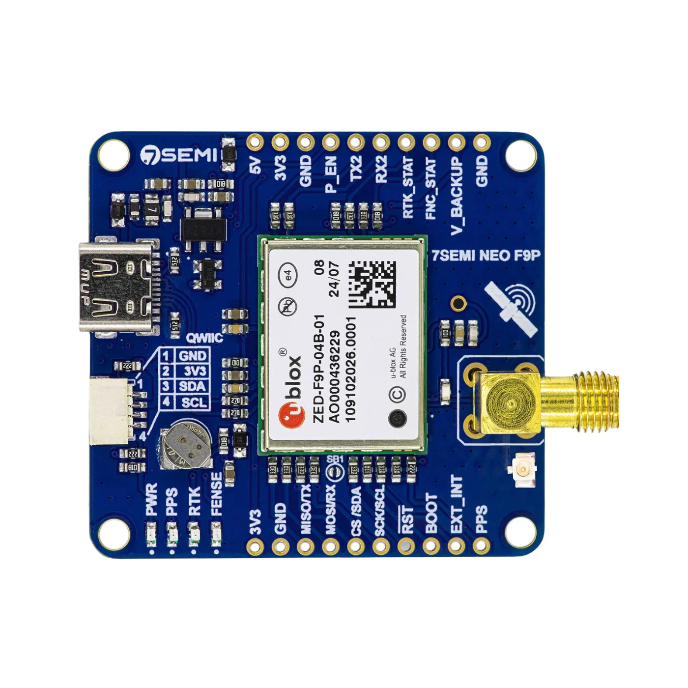 u-blox ZED-F9P Dual-band GNSS RTK SMA Modem - 7Semi - Image 4