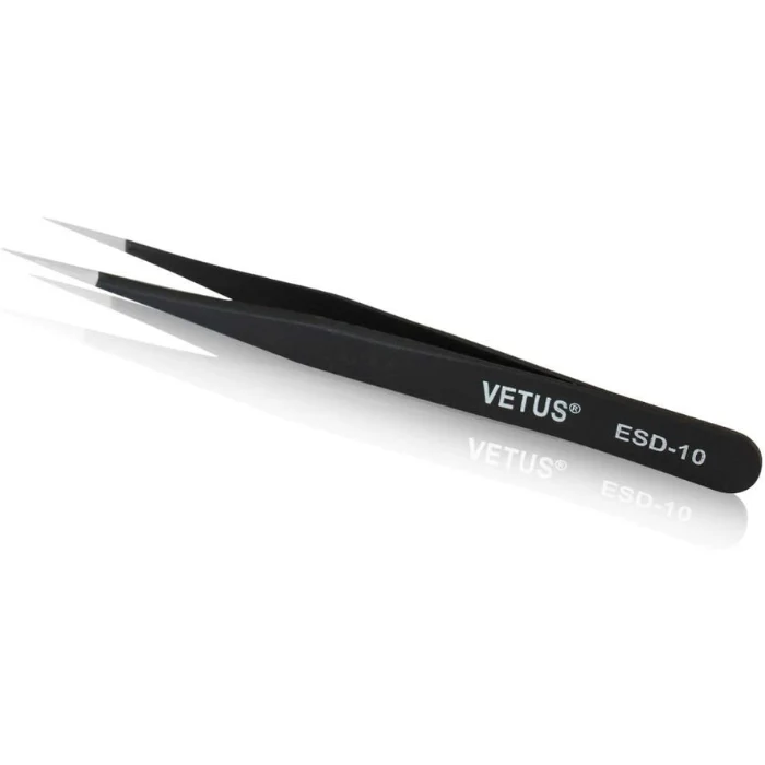 Vetus Anti-static SMD Black Tweezer ESD-10 Stainless Steel - Image 2