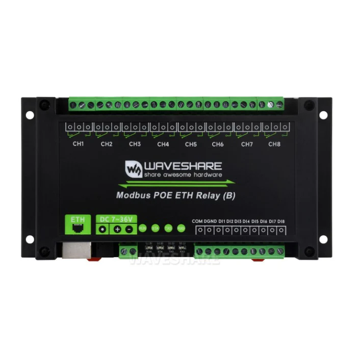 Waveshare Modbus PoE 8 Channel Ethernet Relay Module (B) with Digital Input - Image 3