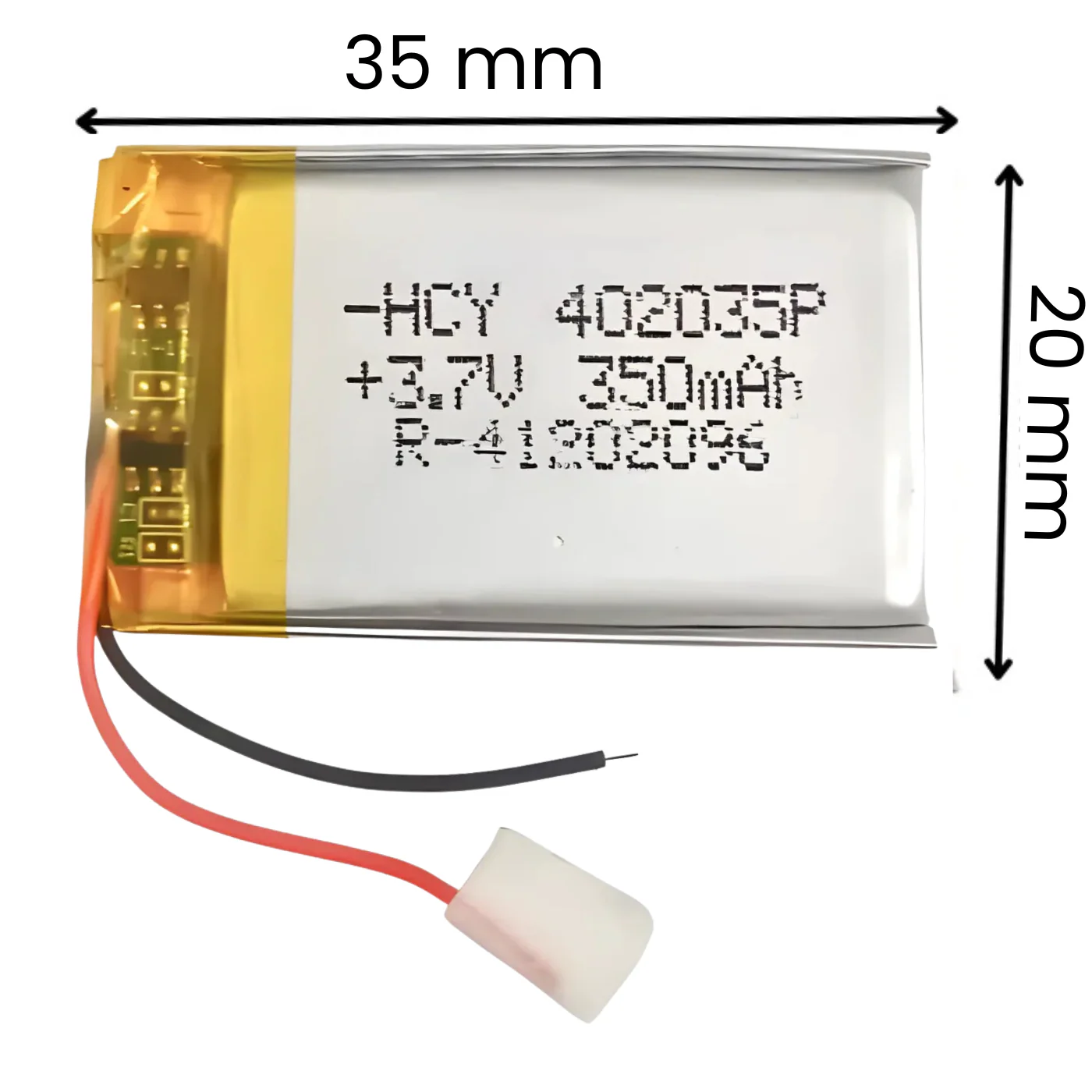 Witty Fox 3.7V 350mAh Rechargeable LiPo Battery - Image 2